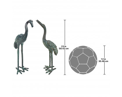 Toscano - Set of 2 Small Crane Piped Garden Statues