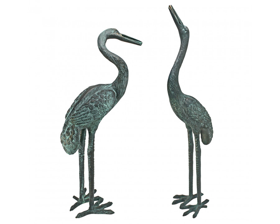 Toscano - Set of 2 Medium Crane Piped Garden Statues