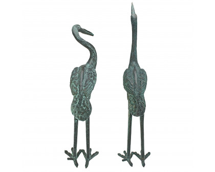 Toscano - Set of 2 Medium Crane Piped Garden Statues