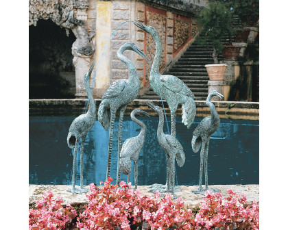 Toscano - Set of 2 Medium Crane Piped Garden Statues