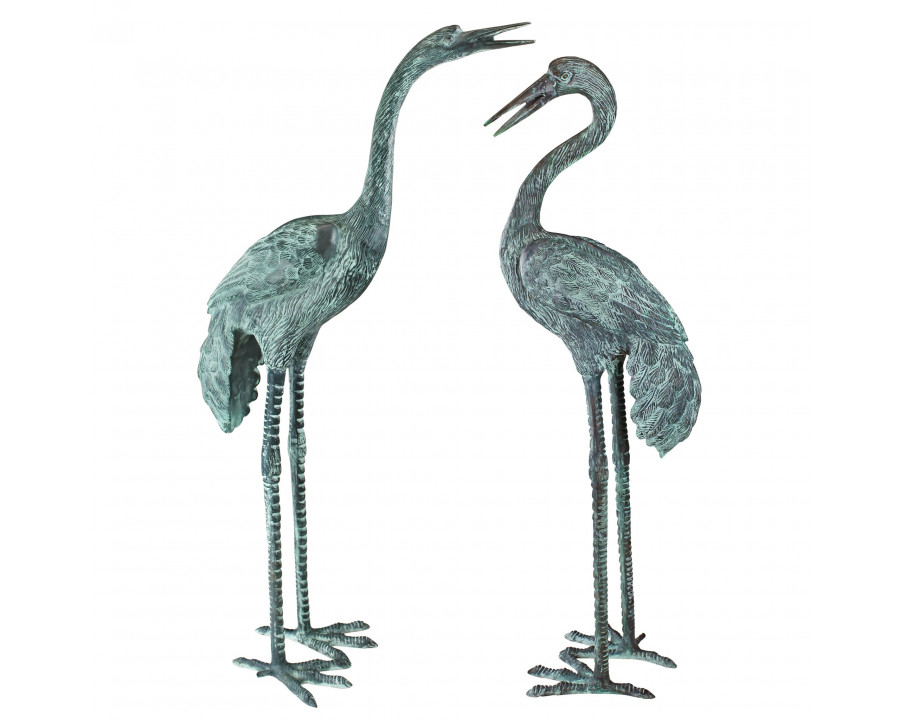 Toscano - Set of 2 Large Crane Piped Garden Statues