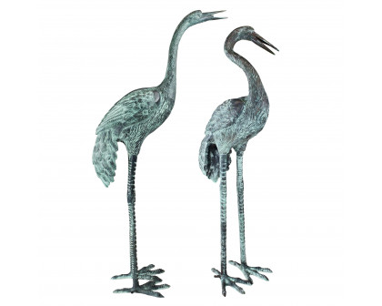 Toscano - Set of 2 Large Crane Piped Garden Statues