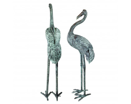 Toscano - Set of 2 Large Crane Piped Garden Statues