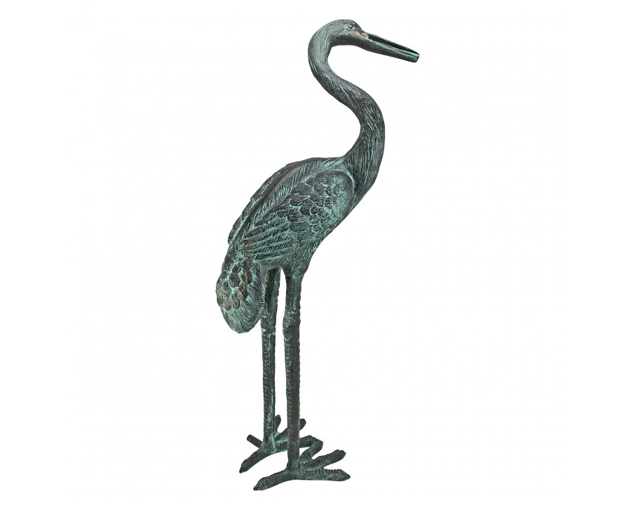 Toscano Crane Piped Medium Garden Statue - Curved Neck