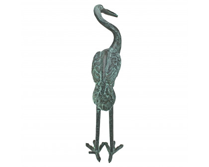 Toscano Crane Piped Medium Garden Statue - Curved Neck