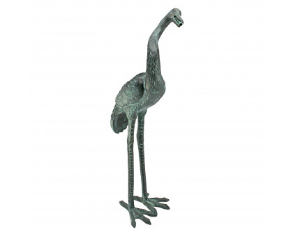 Toscano Crane Piped Medium Garden Statue - Curved Neck