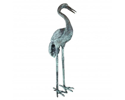 Toscano Crane Piped Large Garden Statue - Curved Neck