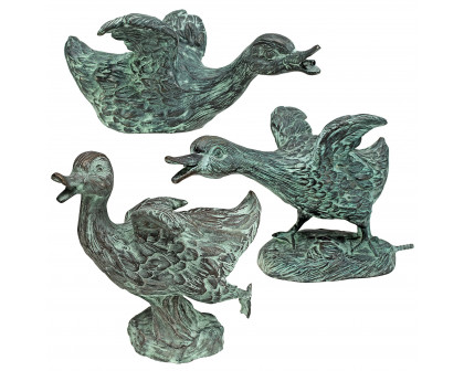 Toscano - Set of 3 Lindell Pond Ducks Spitting Garden Statues