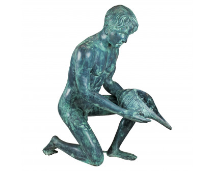 Toscano - Man with Shell Piped Garden Statue