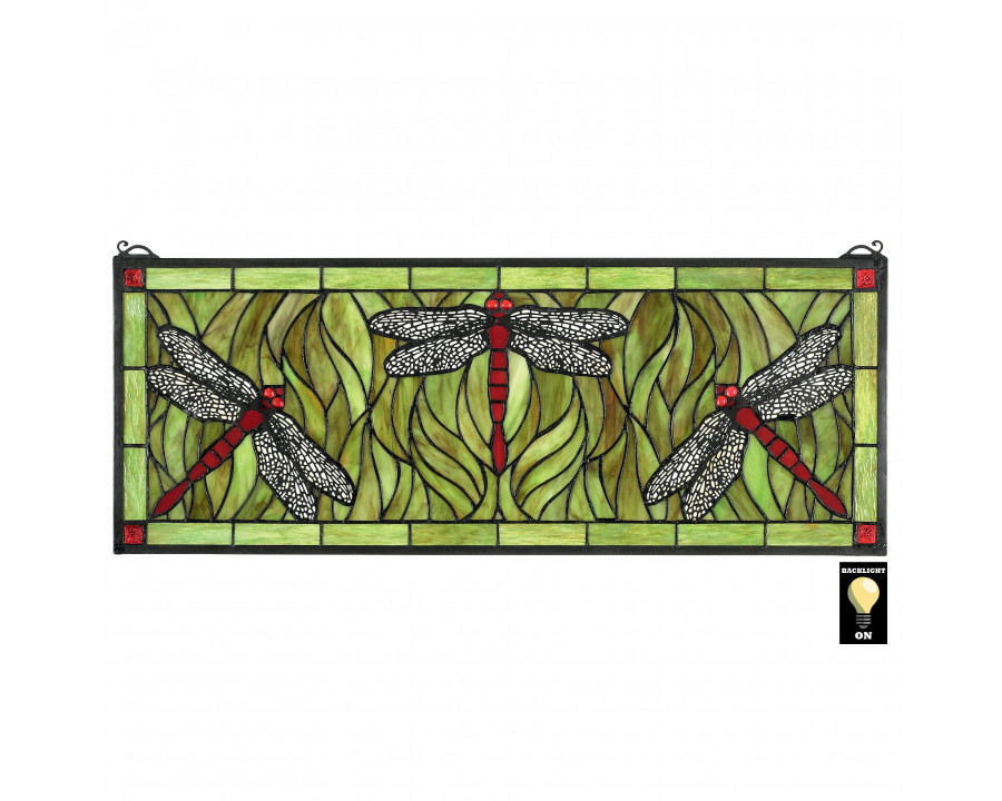 Toscano - Emerald Dragonfly Tiffany-Style Stained Glass Window