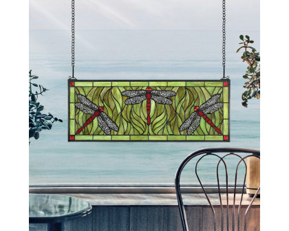 Toscano - Emerald Dragonfly Tiffany-Style Stained Glass Window