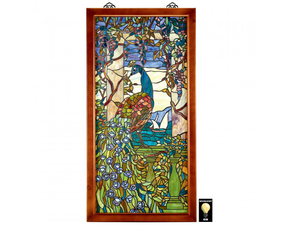 Toscano - Peacock Wisteria Tiffany-Style Stained Glass Window