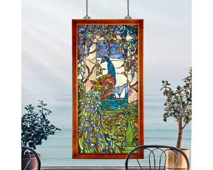 Toscano - Peacock Wisteria Tiffany-Style Stained Glass Window