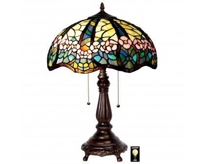 Toscano - Pink Primrose Tiffany-Style Lamp in Stained Glass