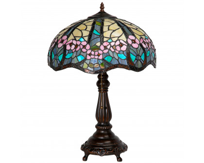 Toscano - Pink Primrose Tiffany-Style Lamp in Stained Glass