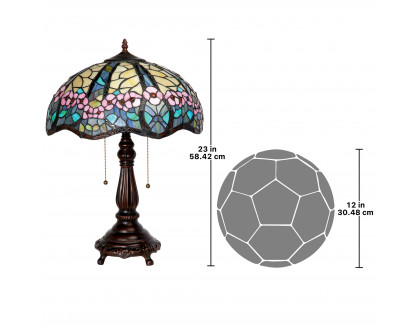 Toscano - Pink Primrose Tiffany-Style Lamp in Stained Glass