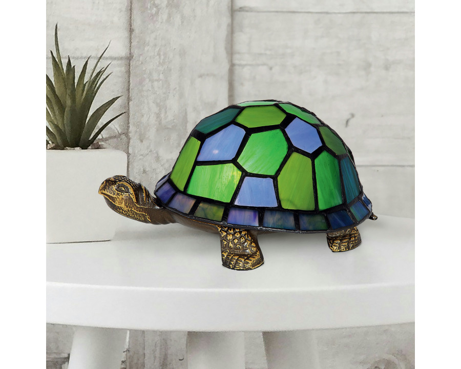 Toscano - Wisdom and Wealth Turtle Illuminated Lamp in Stained Glass