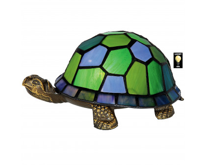 Toscano - Wisdom and Wealth Turtle Illuminated Lamp in Stained Glass