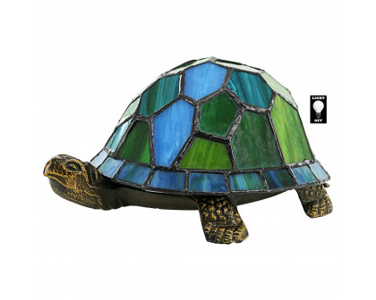 Toscano - Wisdom and Wealth Turtle Illuminated Lamp in Stained Glass