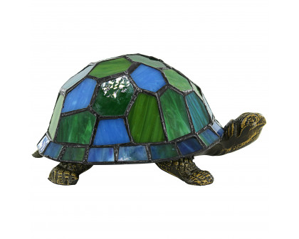 Toscano - Wisdom and Wealth Turtle Illuminated Lamp in Stained Glass