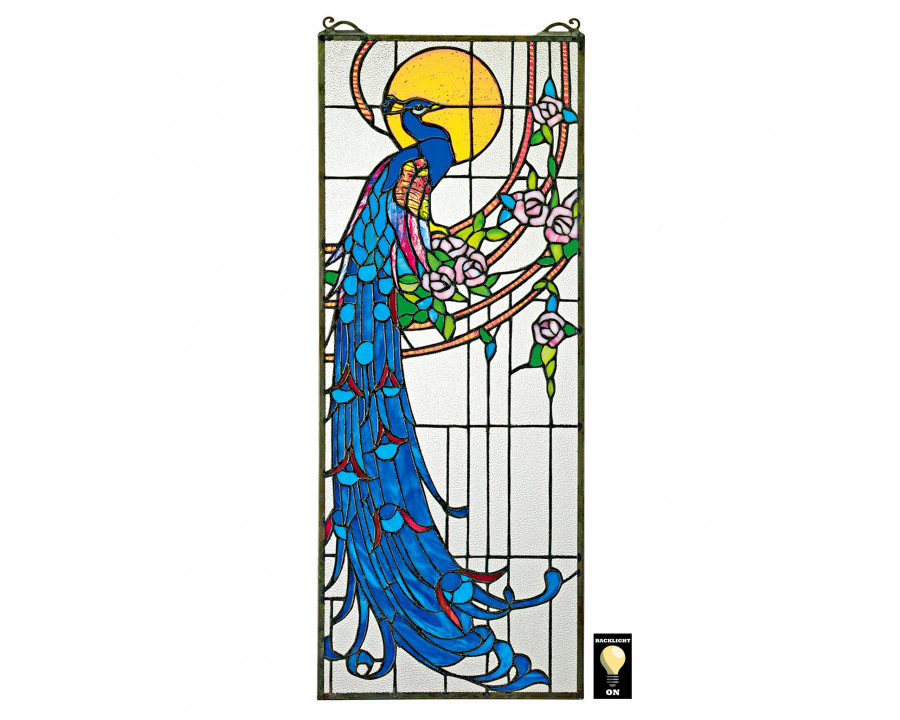 Toscano - Peacock Sunset Stained Glass Window