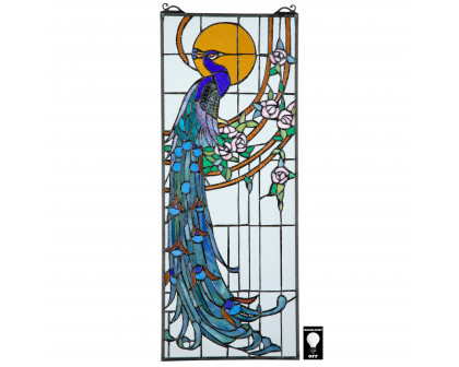 Toscano - Peacock Sunset Stained Glass Window