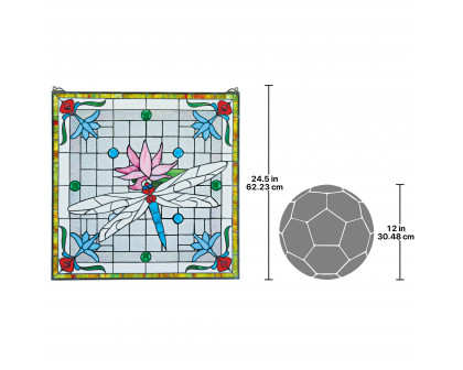 Toscano Dragonfly Pond Stained Glass Window