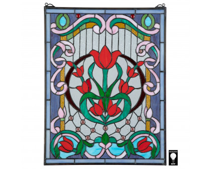 Toscano - Tulip Treasure Tiffany-Style Stained Glass Window