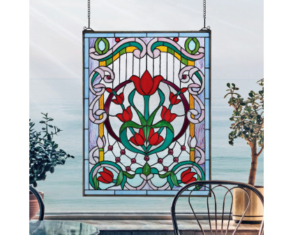 Toscano - Tulip Treasure Tiffany-Style Stained Glass Window