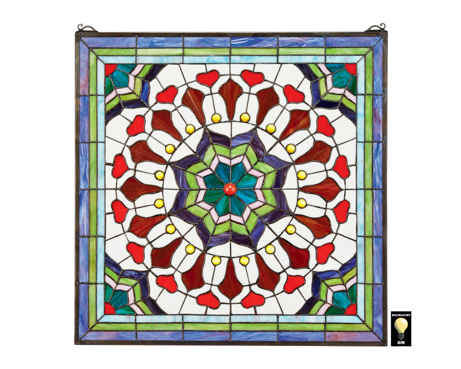 Toscano Victorian Floral Tiffany-Style Stained Glass Window