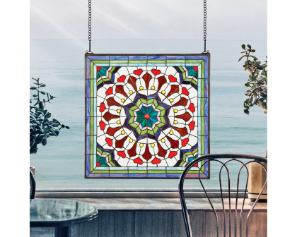 Toscano Victorian Floral Tiffany-Style Stained Glass Window