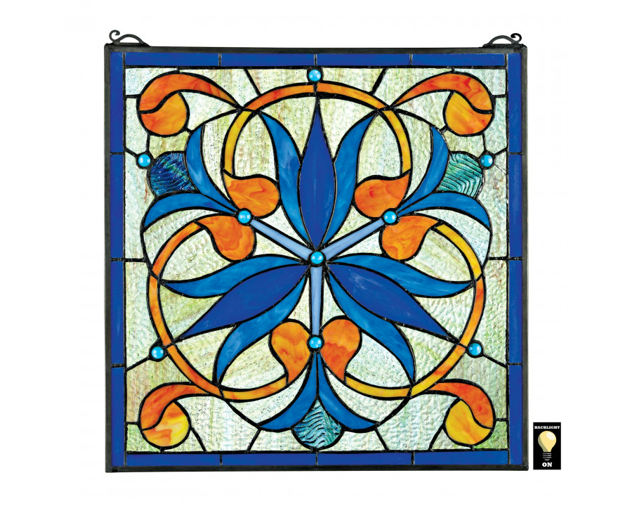 Toscano - Mokara Orchid Trefoil Floral Stained Glass Window