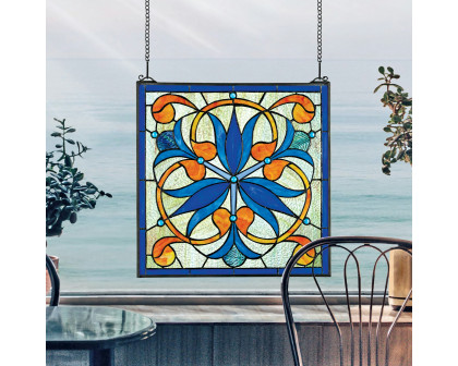 Toscano - Mokara Orchid Trefoil Floral Stained Glass Window