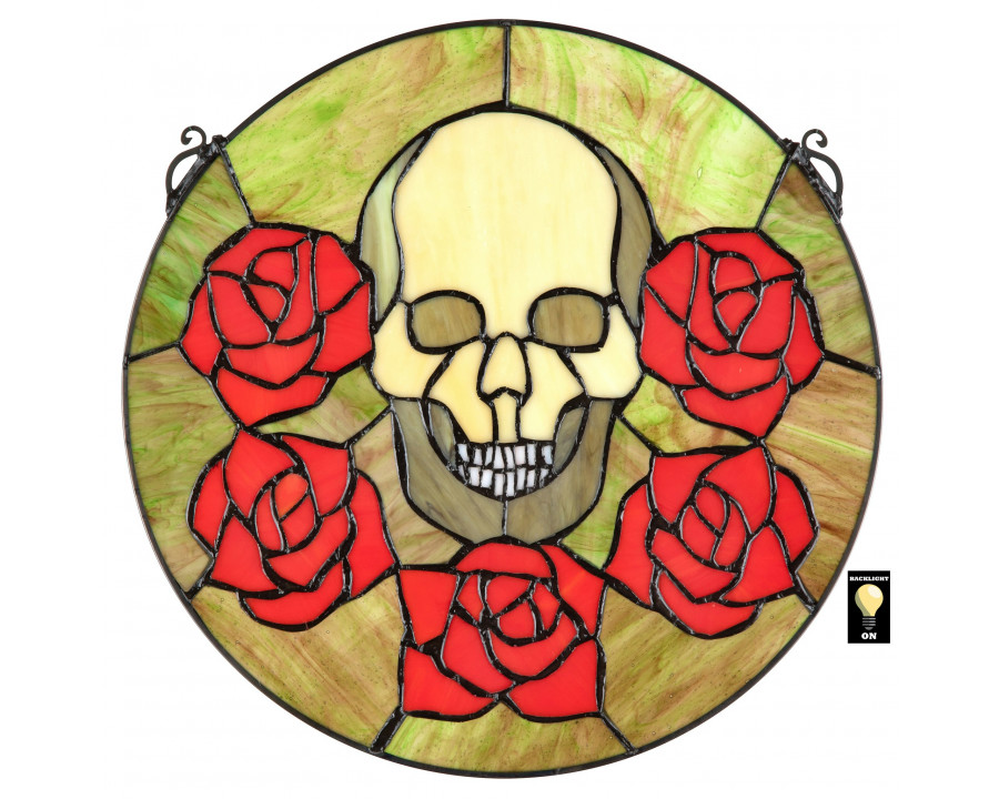 Toscano - Beauty and Decay Gothic Skull Stained Glass Window