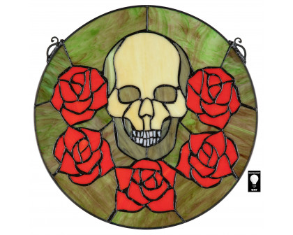 Toscano - Beauty and Decay Gothic Skull Stained Glass Window