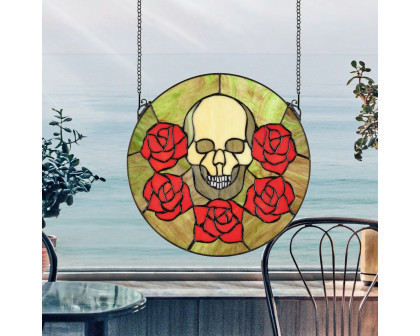 Toscano - Beauty and Decay Gothic Skull Stained Glass Window