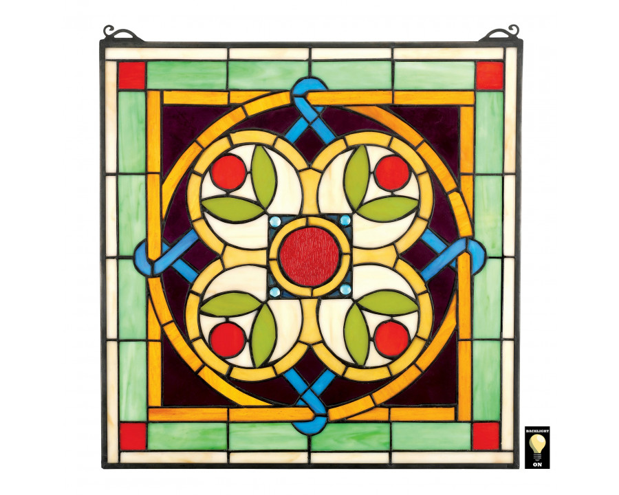 Toscano - Celtic Floral Quatrefoil Stained Glass Window