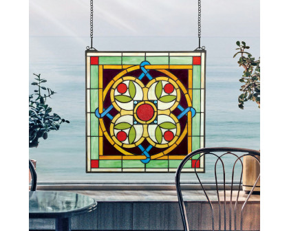 Toscano - Celtic Floral Quatrefoil Stained Glass Window