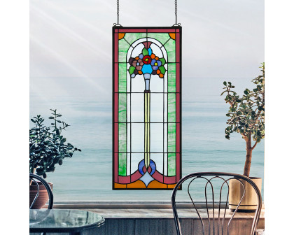 Toscano - Bouquet of Posies Tiffany-Style Stained Glass Window