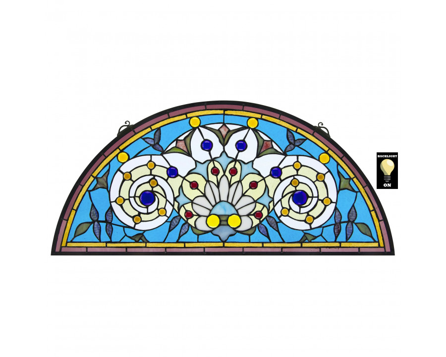 Toscano - Callidora Demi-Lune Tiffany-Style Stained Glass Window