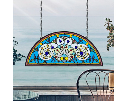 Toscano - Callidora Demi-Lune Tiffany-Style Stained Glass Window