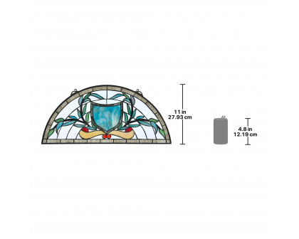 Toscano - Heraldic Shield Demi-Lune Tiffany-Style Stained Glass Window