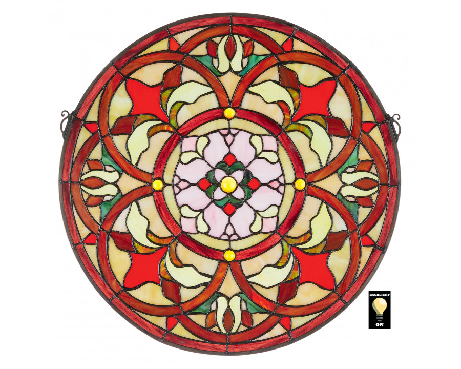 Toscano - Baroque Floral Medallion Tiffany-Style Stained Glass Window