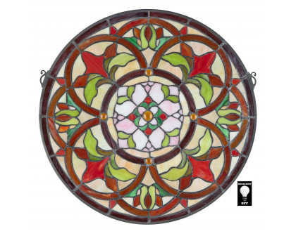 Toscano - Baroque Floral Medallion Tiffany-Style Stained Glass Window