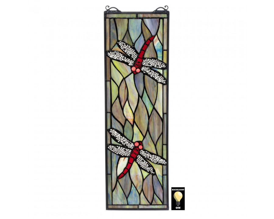 Toscano - Tiffany Style Dragonfly Stained Glass Window