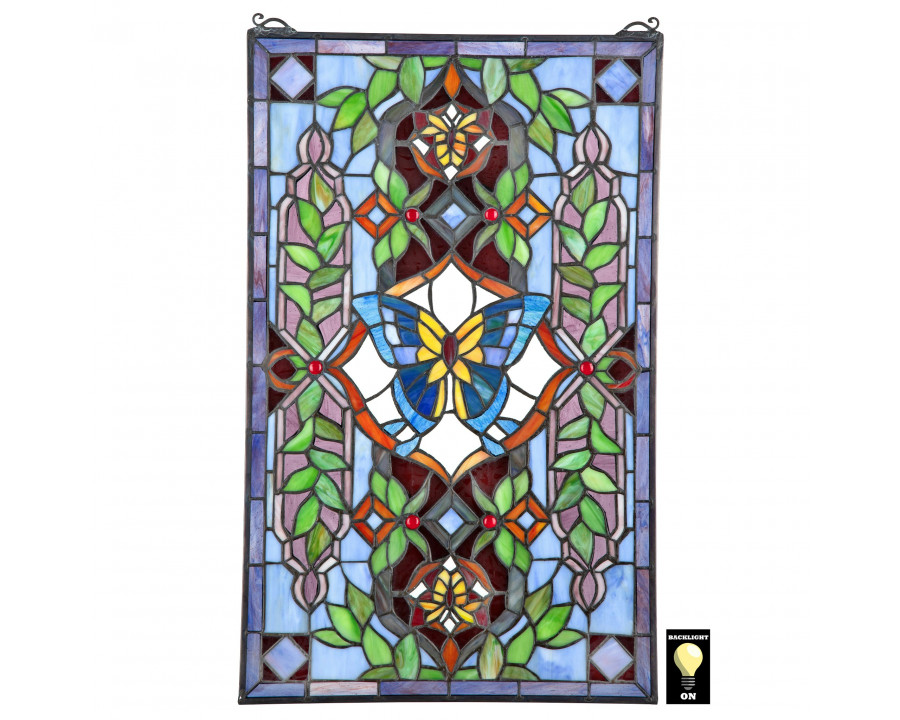 Toscano - Butterfly Utopia Tiffany-Style Stained Glass Window