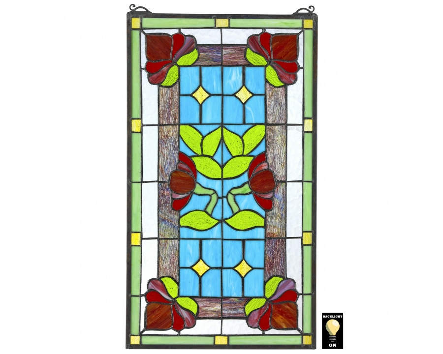 Toscano - Red Anemone Tiffany-Style Stained Glass Window