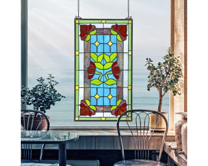 Toscano - Red Anemone Tiffany-Style Stained Glass Window