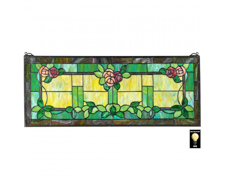 Toscano - Rose Trellis Tiffany-Style Stained Glass Window