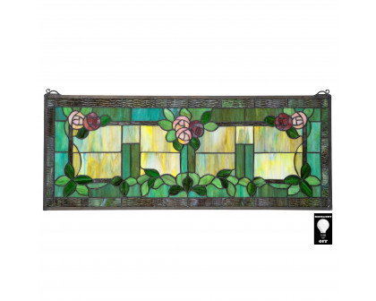 Toscano - Rose Trellis Tiffany-Style Stained Glass Window